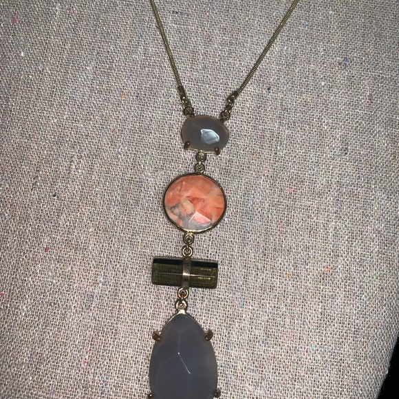 Loft Ann Taylor long necklace natural stone agate - Picture 2 of 4